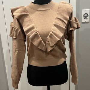 New Look Tan Sweater with Ruffles